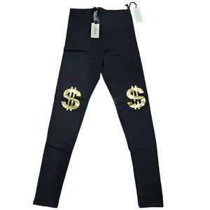 New Forever 21 Metallic Dollar Sign Leggings